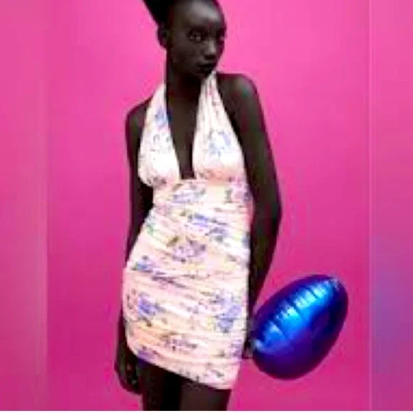 New  FLORAL PRINT DRESS PALE PINK - Picture 14 of 17